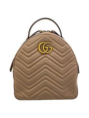 Gucci Backpack GG Marmont Pink Beige Leather